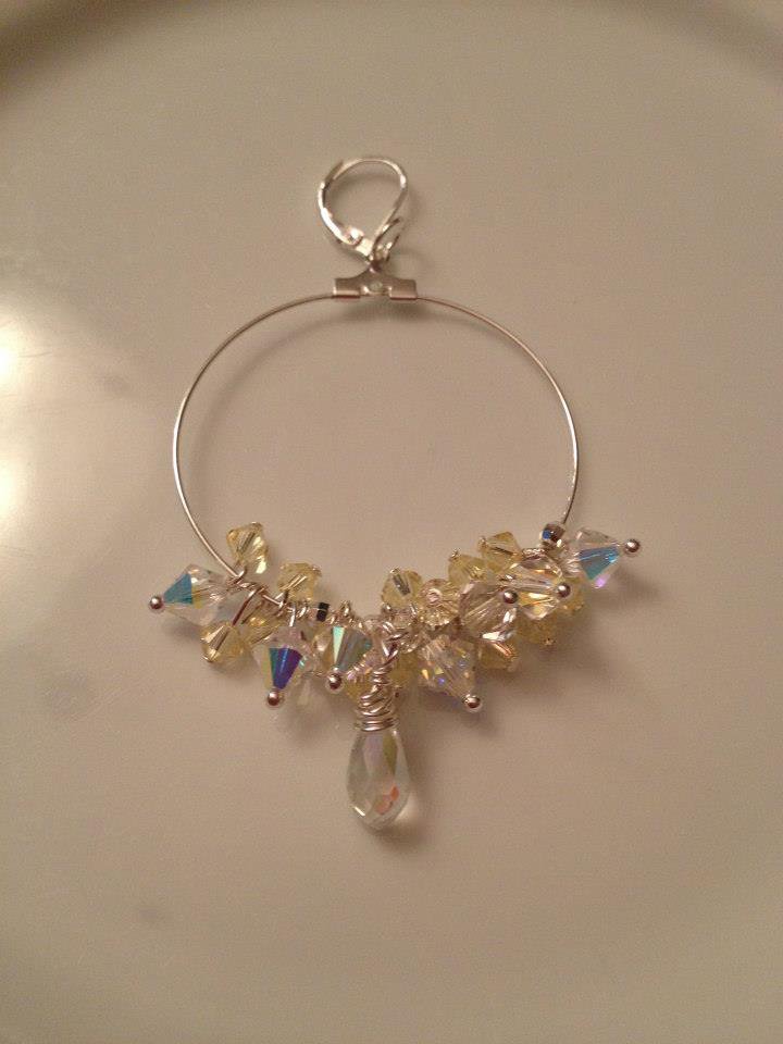 Swarovski Yellow & Crystal Sterling Silver Large Hoop Earrings