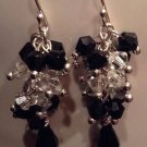 Swarovski Black and White Sterling Silver Bunch Earrings