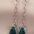 Sterling Silver and Emerald Swarovski Raindrop Earrings