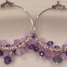 Mixed Purple Swarovski & Large Sterling Silver Hoop Earrings