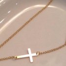 Long Gold Vermeil Chain with Gold Sideways Cross
