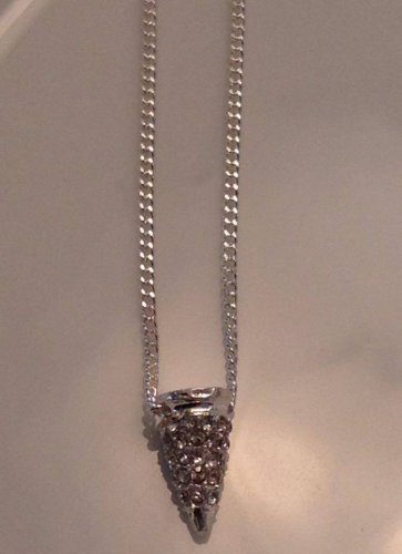 Silver Rhinestone Spike on Sterling Silver Chain