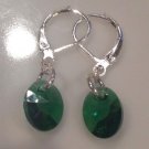 Emerald Green Swarovski & Sterling Silver Drop Earrings