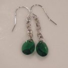 Emerald Green Swarovski & Sterling Silver Chain Earrings