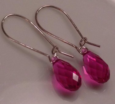 Simple Fuchsia Raindrop Earrings