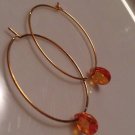 Tangerine Swarovski Teardrop Hoop Earrings
