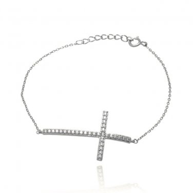 Ladies CZ & Silver Bracelet .925 - Cross