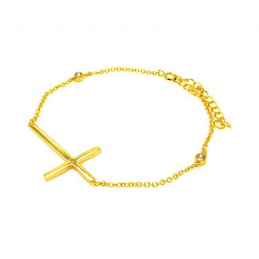 Ladies Silver .925 Gold Plated Bracelet  - Cross