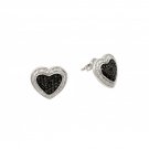 Ladies Silver CZ Earings - Heart