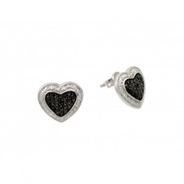 Ladies Silver CZ Earings - Heart