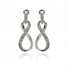 Ladies Rhodium Brass Earrings- Dangling Infinity