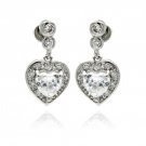 Ladies Rhodium Brass Earrings- Dangling Heart