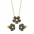 Ladies Set (Necklace & Earrings) Silver .925 CZ - Flower
