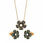 Ladies Set (Necklace & Earrings) Silver .925 CZ - Flower