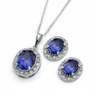 Ladies Set (Necklace & Earrings) Silver .925 CZ - Oval