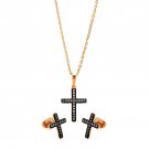 Ladies Set (Necklace & Earrings) Silver .925 CZ - Cross
