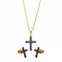 Ladies Set (Necklace & Earrings) Silver .925 CZ - Cross