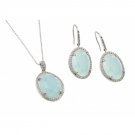 Ladies Set (Necklace & Earrings) Silver .925 CZ - Opal