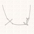 Sterling Silver Cross & Faith Necklace