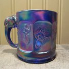 Imperial Irredescent Blue Carnival Glass Nursery Rhyme Mug w/elephant handle