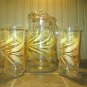 VINTAGE LIBBEY GOLD WHEAT PATTERN PITCHER & 4 ICE TEA GLASSES