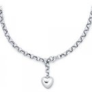 Platinum Adjustable Puffed Heart Lariat Necklace