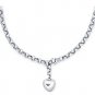 Platinum Adjustable Puffed Heart Lariat Necklace