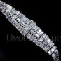 AAA+ CZ Bars Connected Wrist Band Bracelet White Gold Plaeted