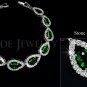 Glam Luxe Mysterious Emerald Color CZ BraceletWhite Gold Plaeted