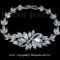 Marquise cut AAA+ CZ Flower Bracelet White Gold Plaeted