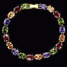 Venus Colorful Charm AAA+ Oval CZ Bracelet Rose Gold Plaeted