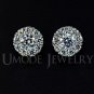 1 pcs 0.25ct and 9 pcs 0.03ct CZ Flower Stud White Gold Plated
