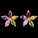 5 pcs Marquise-cut multicolored CZ Stud Earring Rose Gold Plated