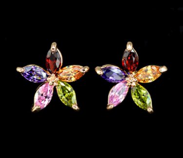 5 pcs Marquise-cut multicolored CZ Stud Earring Rose Gold Plated