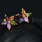 5 pcs Marquise-cut multicolored CZ Stud Earring Rose Gold Plated