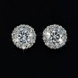 6mm 0.75ct CZ Surrounded Flower Stud Earring White Gold Plated