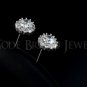6mm 0.75ct CZ Surrounded Flower Stud Earring White Gold Plated