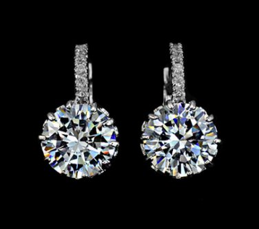 9mm 2.75 carat AAA+ CZ Hoop Earring White Gold Plated