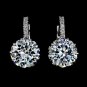9mm 2.75 carat AAA+ CZ Hoop Earring White Gold Plated