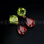 Attractive Olive-green and red CZ Drop Earring Rose Gold Plated