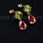 Attractive Olive-green and red CZ Drop Earring Rose Gold Plated