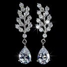 Beautiful leaf AAA+ CZ Dangle Earring White Gold Plated