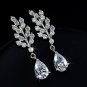 Beautiful leaf AAA+ CZ Dangle Earring White Gold Plated