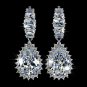 Duchess 's love Water Drop Shaped CZ Earring White Gold Plated