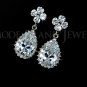 Glam Luxe Leaf Clover and Water Drop Earring White Gold Plated