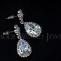 Glam Luxe Leaf Clover and Water Drop Earring White Gold Plated