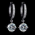 Loop with 8mm 2ct AAA+ CZ Dangled Hoop Earring White Gold Plated