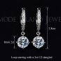 Loop with 8mm 2ct AAA+ CZ Dangled Hoop Earring White Gold Plated