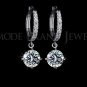 Loop with 8mm 2ct AAA+ CZ Dangled Hoop Earring White Gold Plated
