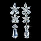 Luxury Flower AAA+ CZ Drop Earring White Gold Plated